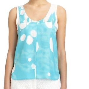 Turquoise and White Ryan Printed Bleached Waterfal